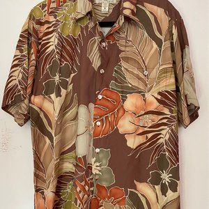 TORI RICHARD -DESIGNER SHIRT ,  SIZE MEDIUM  BROWN MULTICOLOR SHIRT ,,,